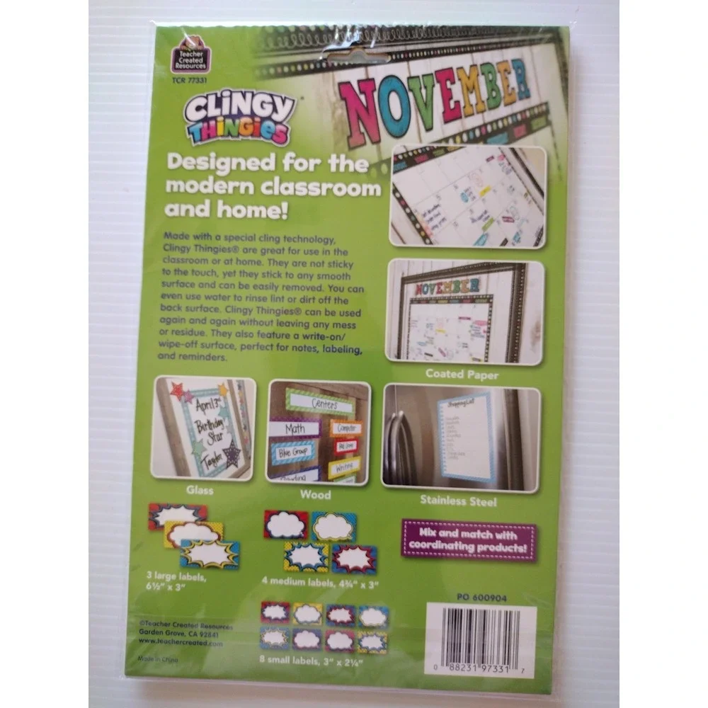 Teacher Created Resources Superhero Labels Clingy Thingies 15‎ PCs Write On/Off